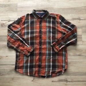 U.S. Polo Assn. Brown and Orange Plaid Shirt
